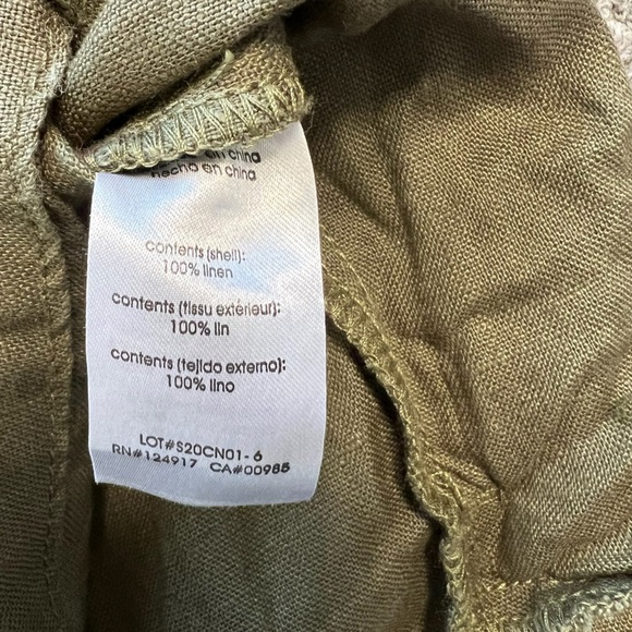 WeWoreWhat Linen Smocked-Waist Puff-Sleeve Romper Olive Green Size XS - Picture 10 of 10